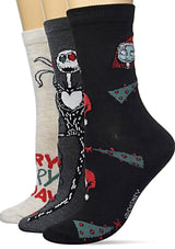 DISNEY THE NIGHTMARE BEFORE CHRISTMAS LADIES 3 PAIR OF SOCKS 'MERRY SCARY HOLIDAY' - Novelty Socks for Less