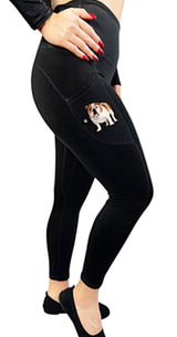 URBAN ATHLETICS Ladies BULLDOG High Rise Leggings With Pockets E&S Pets - Novelty Socks for Less