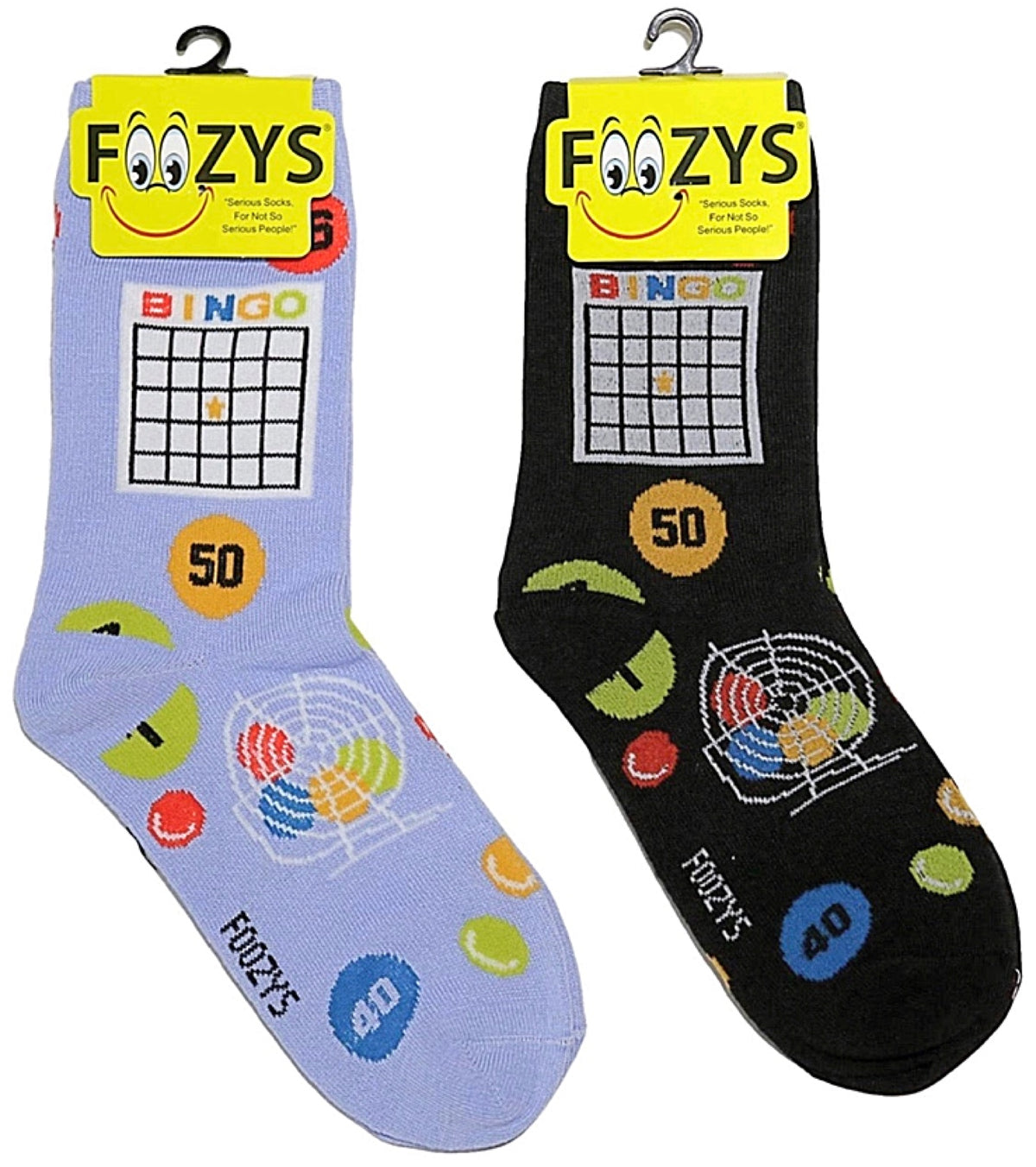 FOOZYS Ladies 2 Pair BINGO BOARD GAME Socks - Novelty Socks for Less