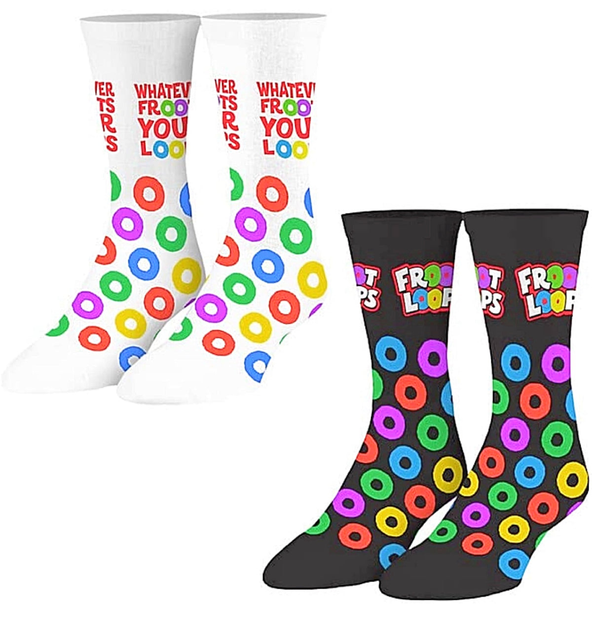 KELLOGGS FROOT LOOPS Unisex Socks ‘WHATEVER FROOTS YOUR LOOPS’ - Novelty Socks for Less