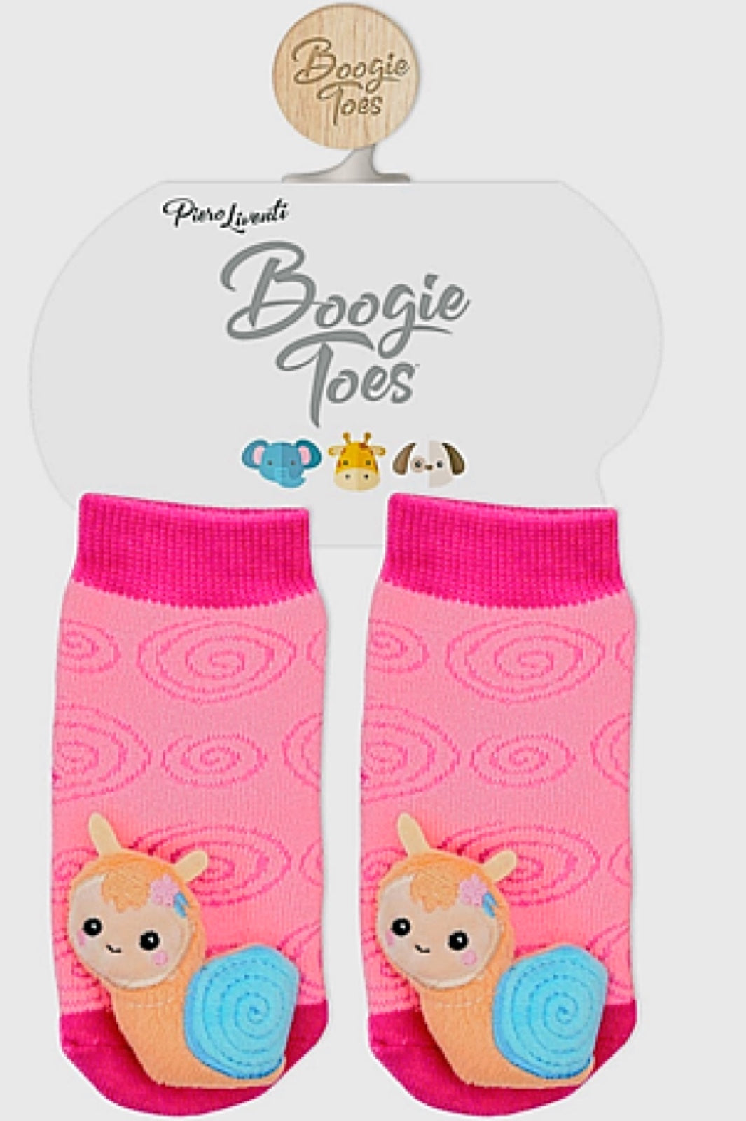 BOOGIE TOES Unisex Baby SNAIL Rattle Gripper Bottom Socks By PIERO LIVENTI - Novelty Socks for Less