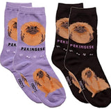 FOOZYS Brand Ladies 2 Pair Of PEKINGESE DOG SOCKS - Novelty Socks for Less