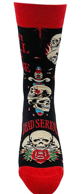 FABDAZ Brand Men’s SKULL Socks ‘DON’T KILL MY VIBE’ ‘DEAD SERIOUS’ - Novelty Socks for Less