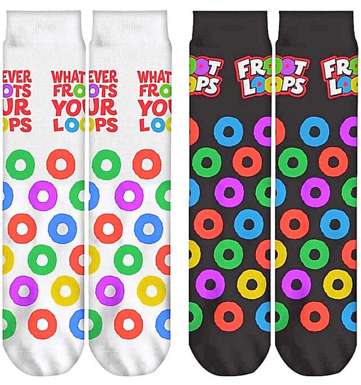 KELLOGGS FROOT LOOPS Unisex Socks ‘WHATEVER FROOTS YOUR LOOPS’ - Novelty Socks for Less