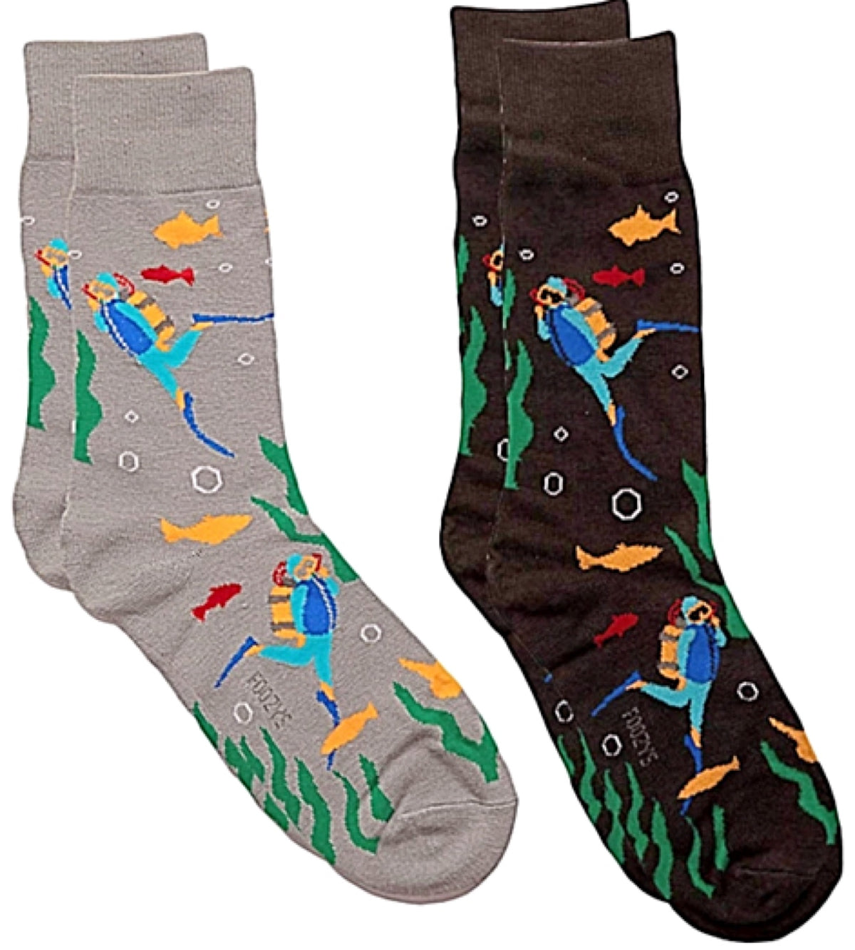 FOOZYS BRAND MEN’S 2 PAIR SCUBA DIVING/DIVER SOCKS - Novelty Socks for Less
