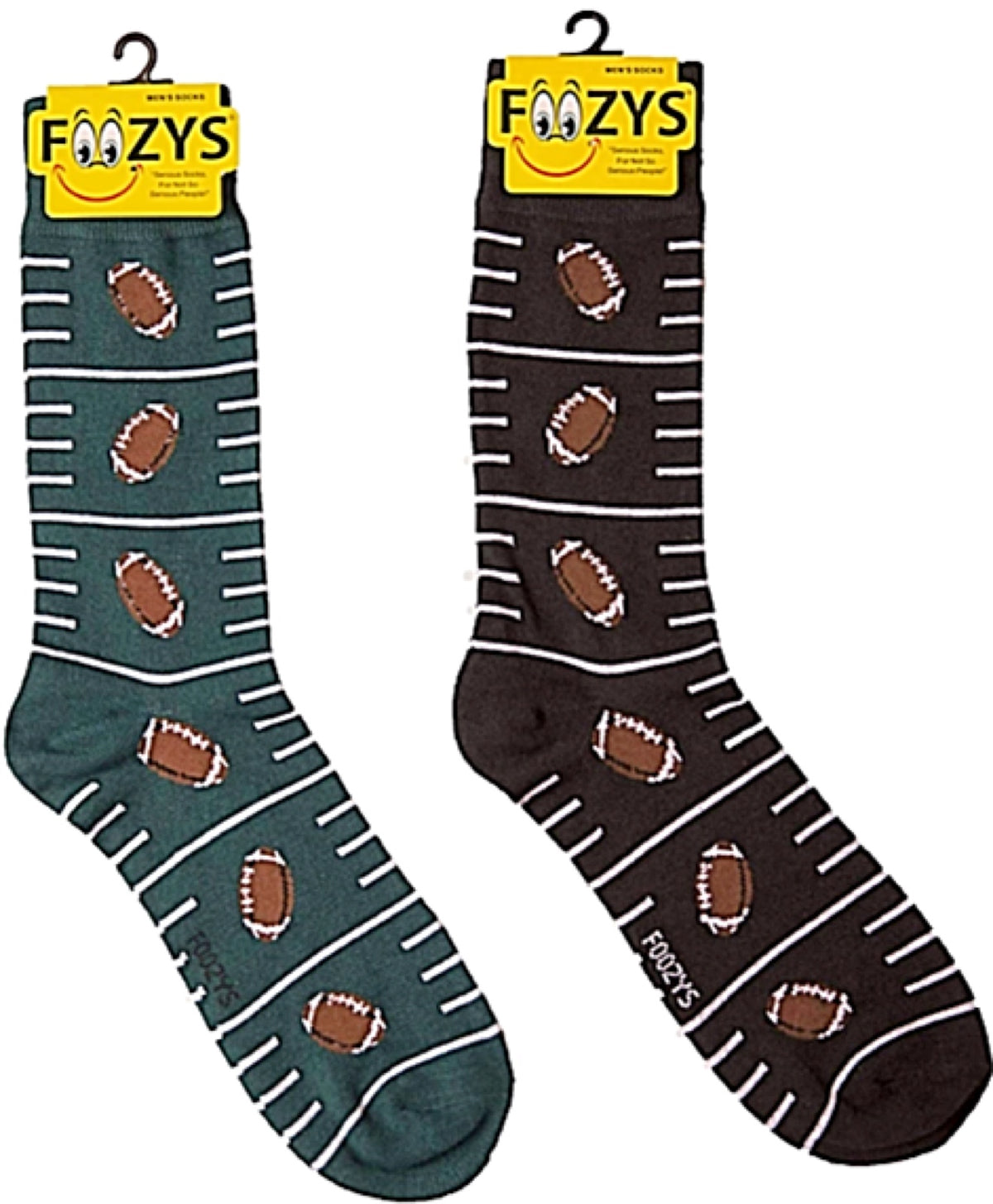 FOOZYS BRAND Men’s 2 Pair OF FOOTBALL SOCKS - Novelty Socks for Less