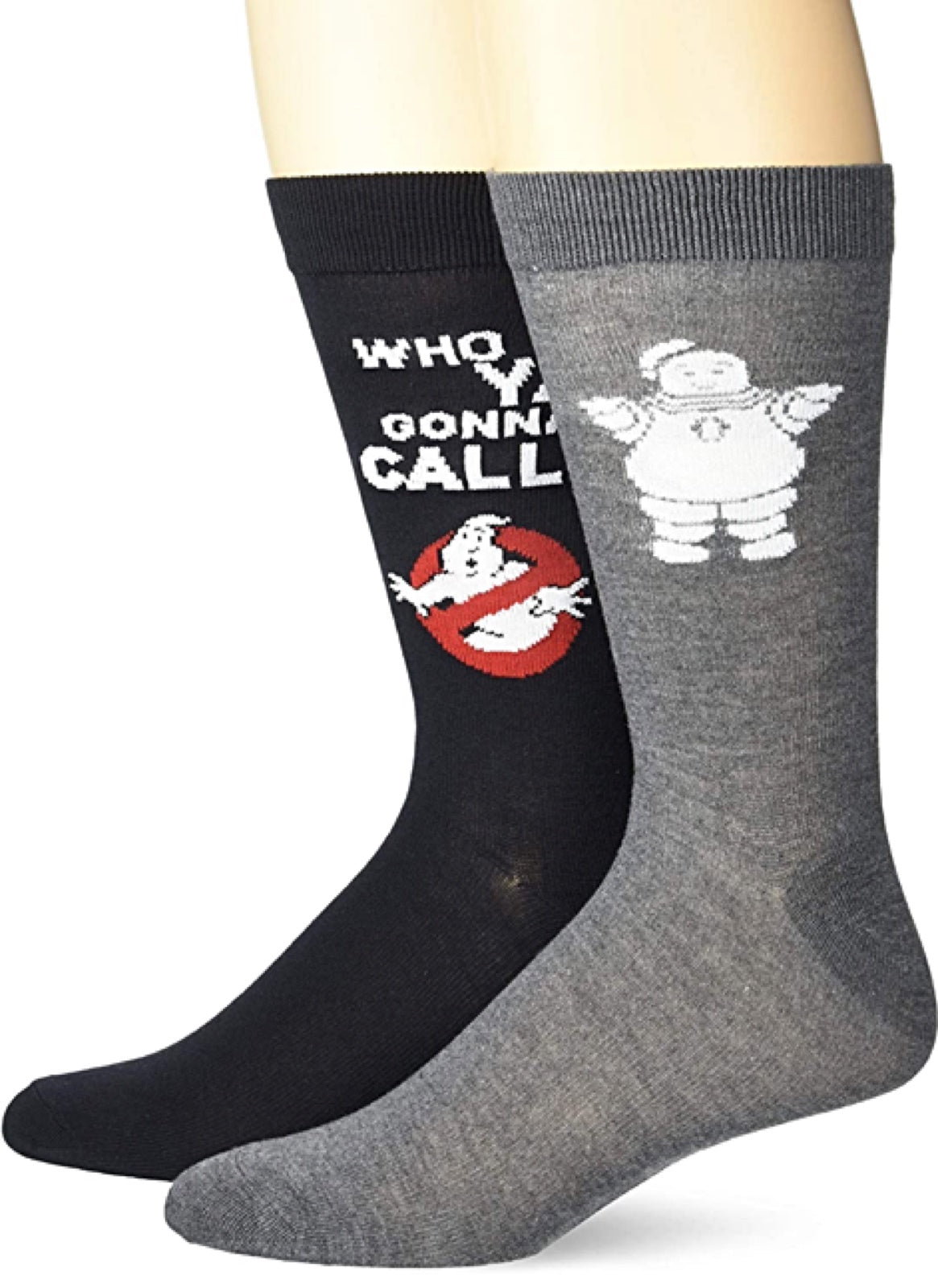 GHOSTBUSTERS Movie Men’s 2 Pair Of Socks STAY PUFT 'WHO YA GONNA CALL?' - Novelty Socks for Less