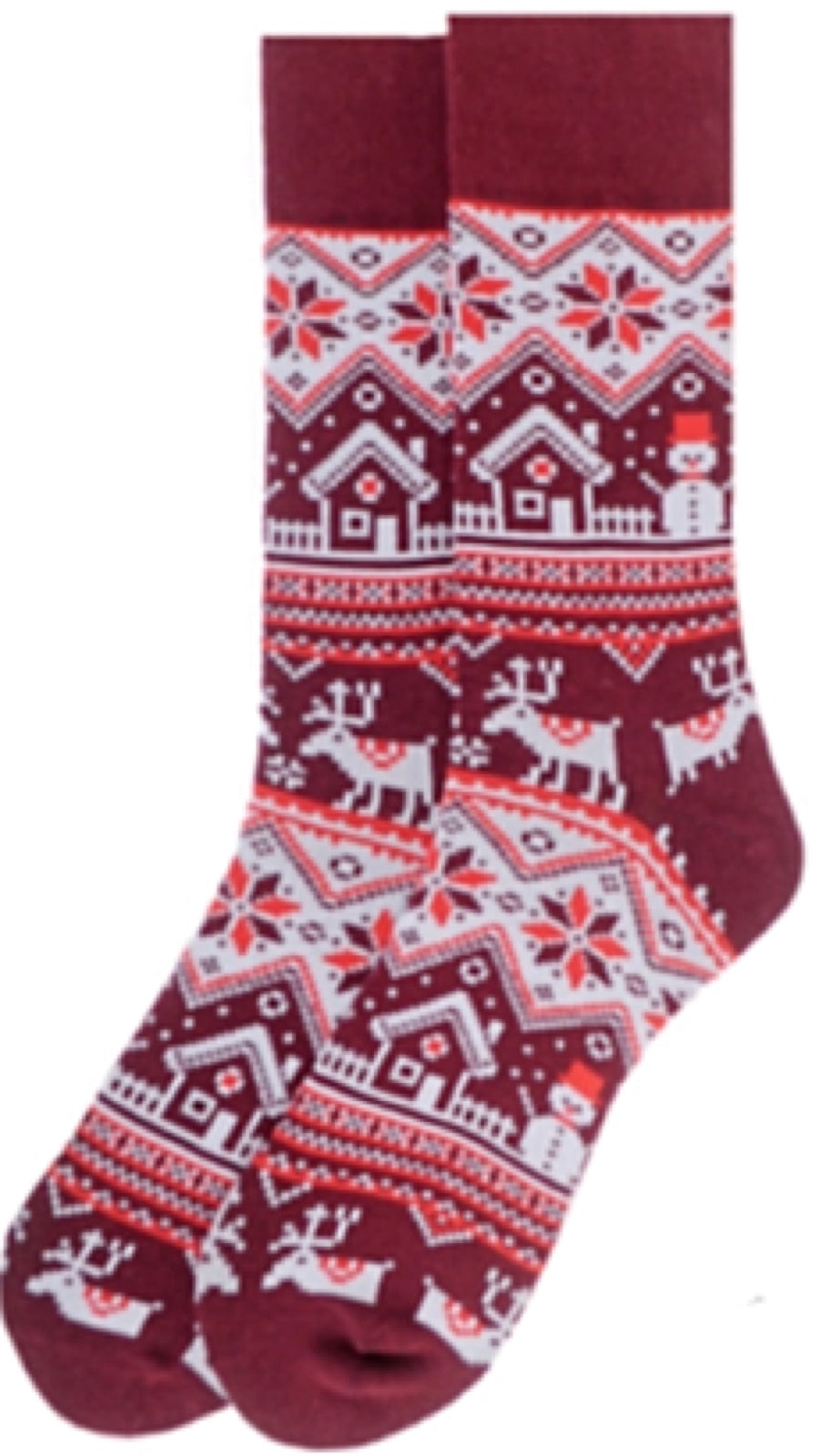 PARQUET Brand Men’s CHRISTMAS SWEATER Socks (CHOOSE COLOR BURGUNDY OR GREEN) - Novelty Socks for Less
