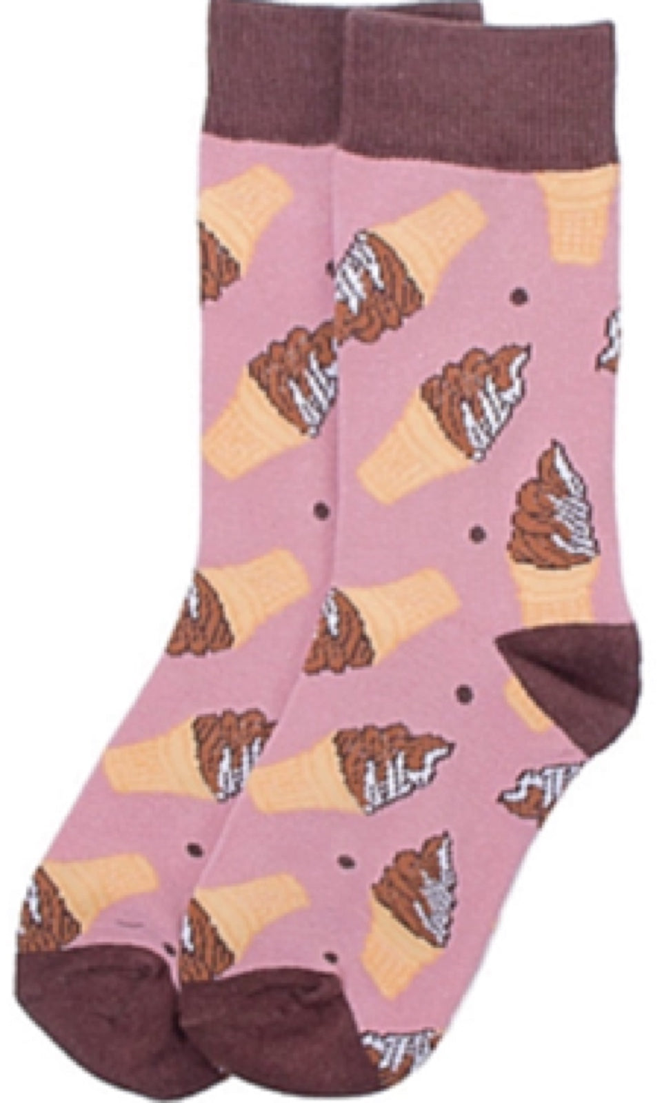PARQUET Brand Ladies ICE CREAM CONE Socks CHOOSE CHOCOLATE/ VANILLA SWIRL OR STRAWBERRY - Novelty Socks for Less