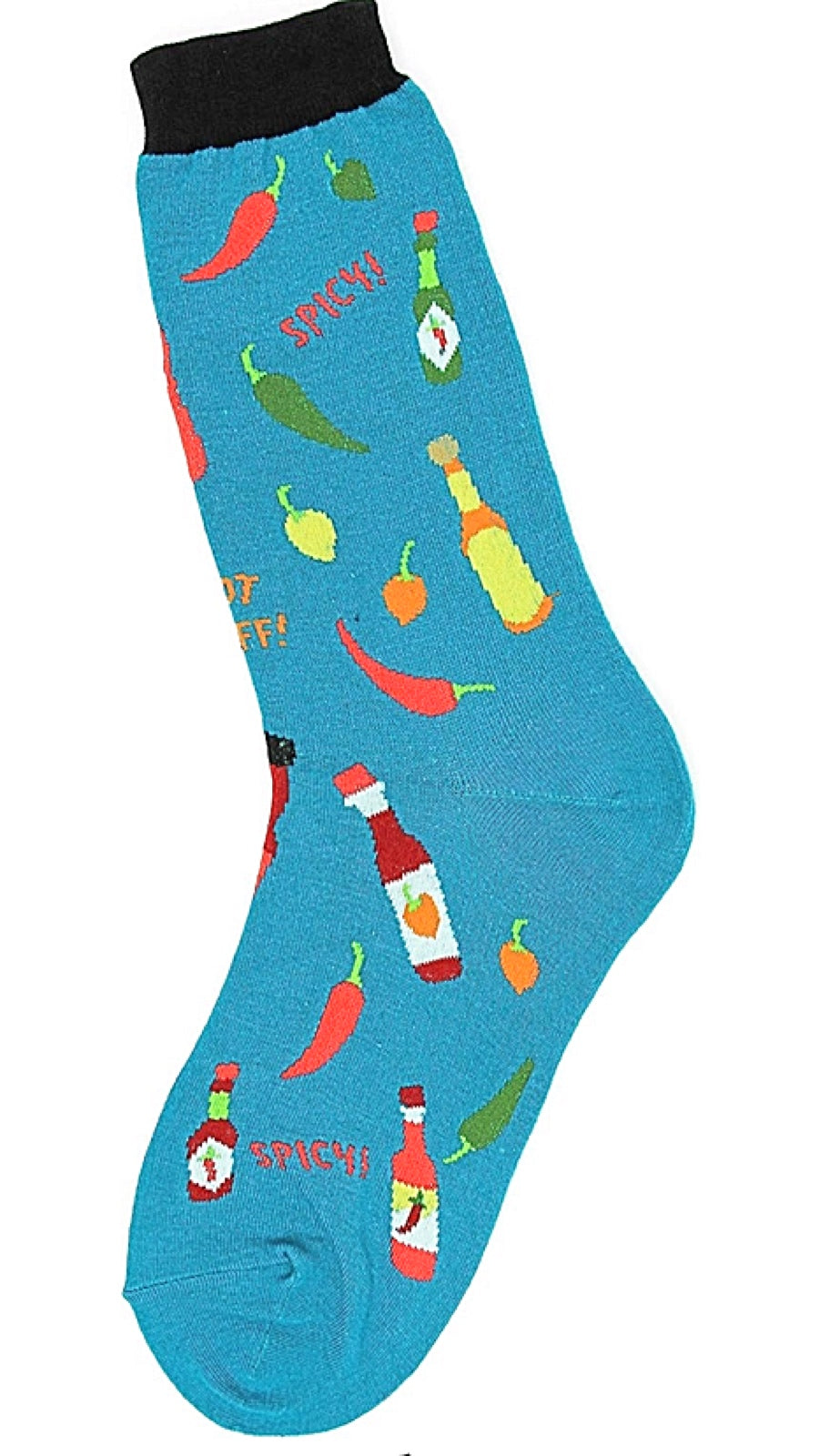 FOOT TRAFFIC BRAND LADIES HOT SAUCE & PEPPERS SOCKSSAYS 'SPICY' 'HOT STUFF' - Novelty Socks for Less