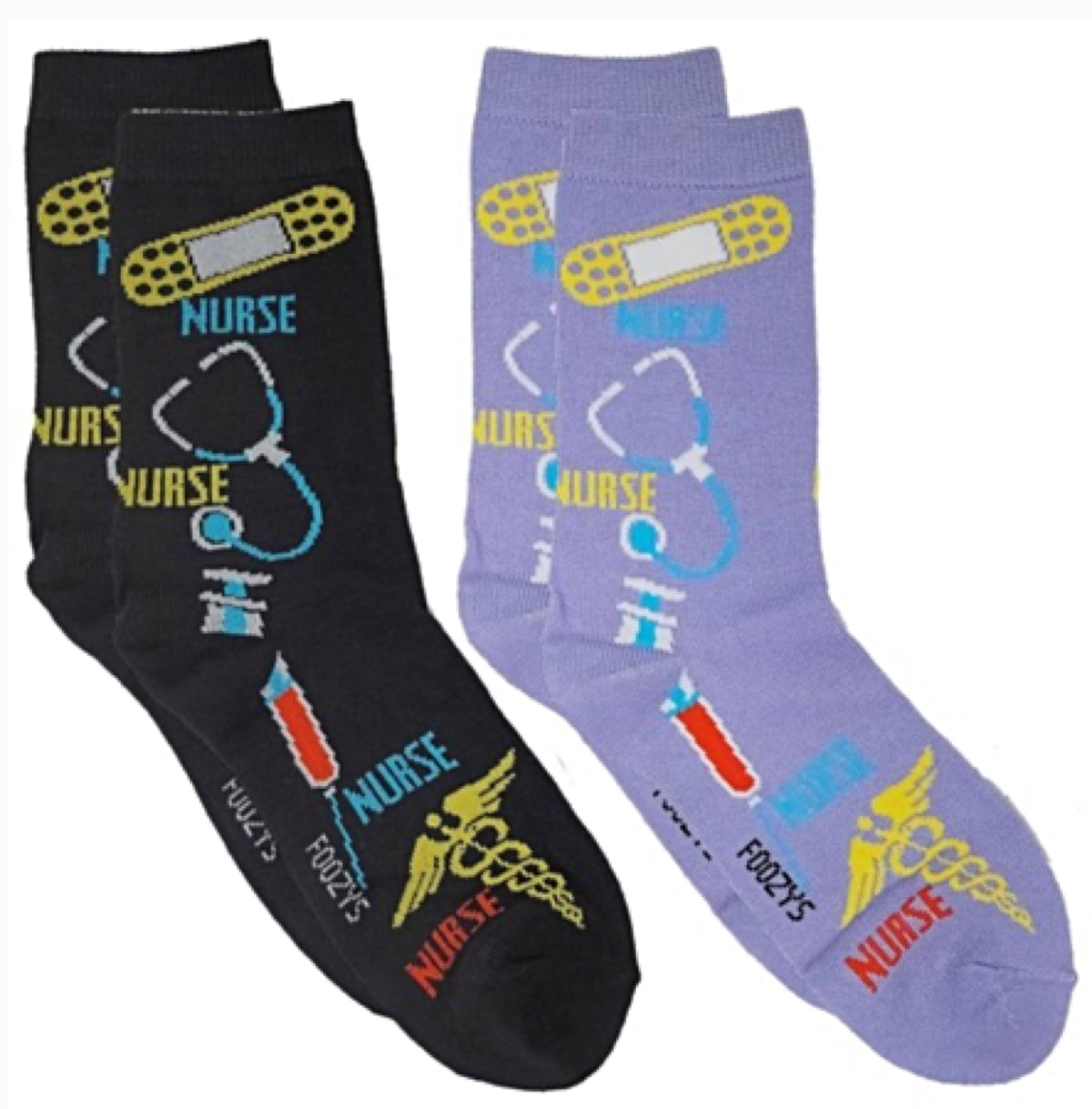 FOOZYS BRAND LADIES 2 Pair OF NURSE Socks - Novelty Socks for Less