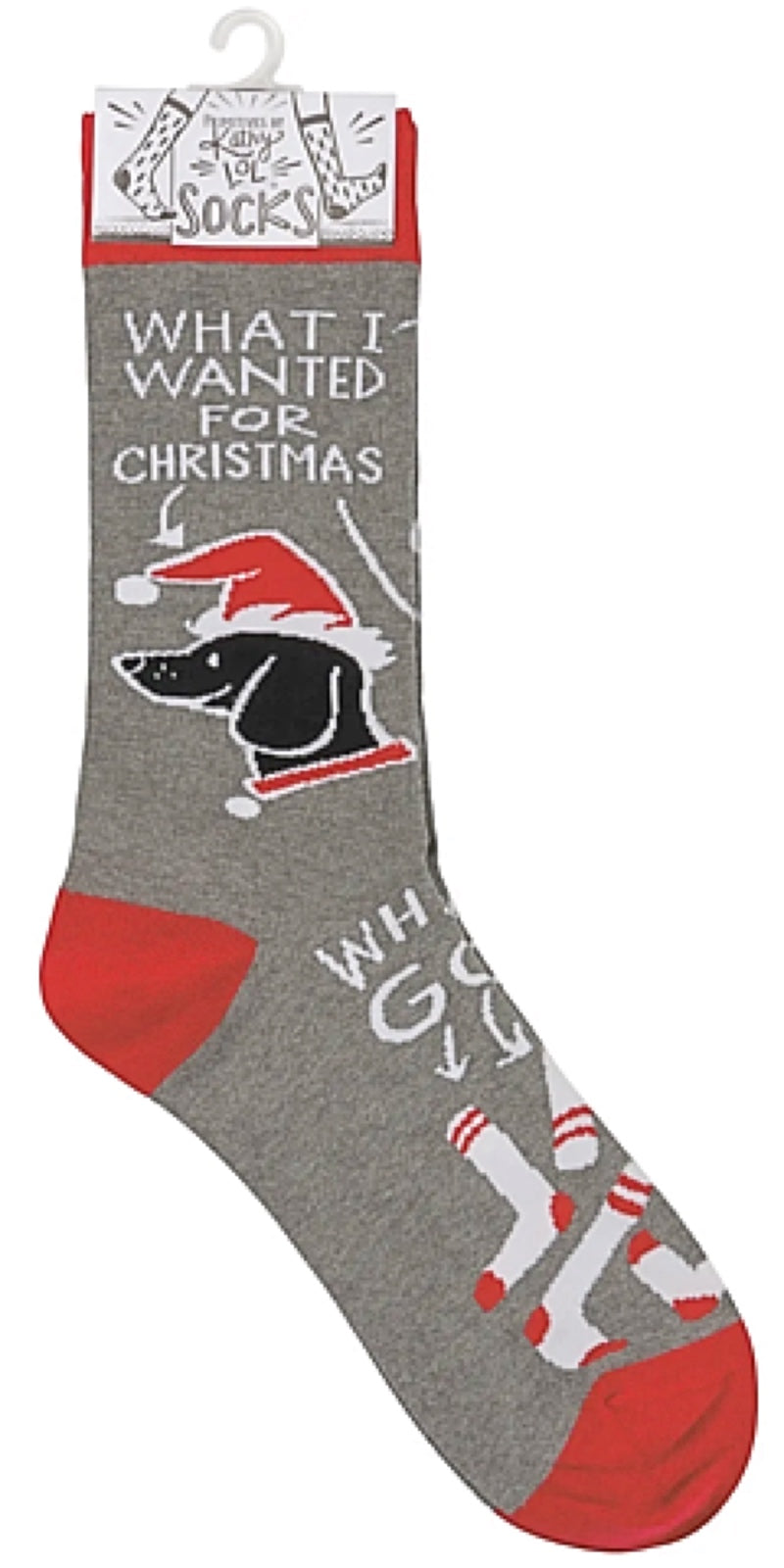 PRIMITIVES BY KATHY UNISEX With DOG ‘WHAT I WANTED FOR CHRISTMAS’ - Novelty Socks for Less