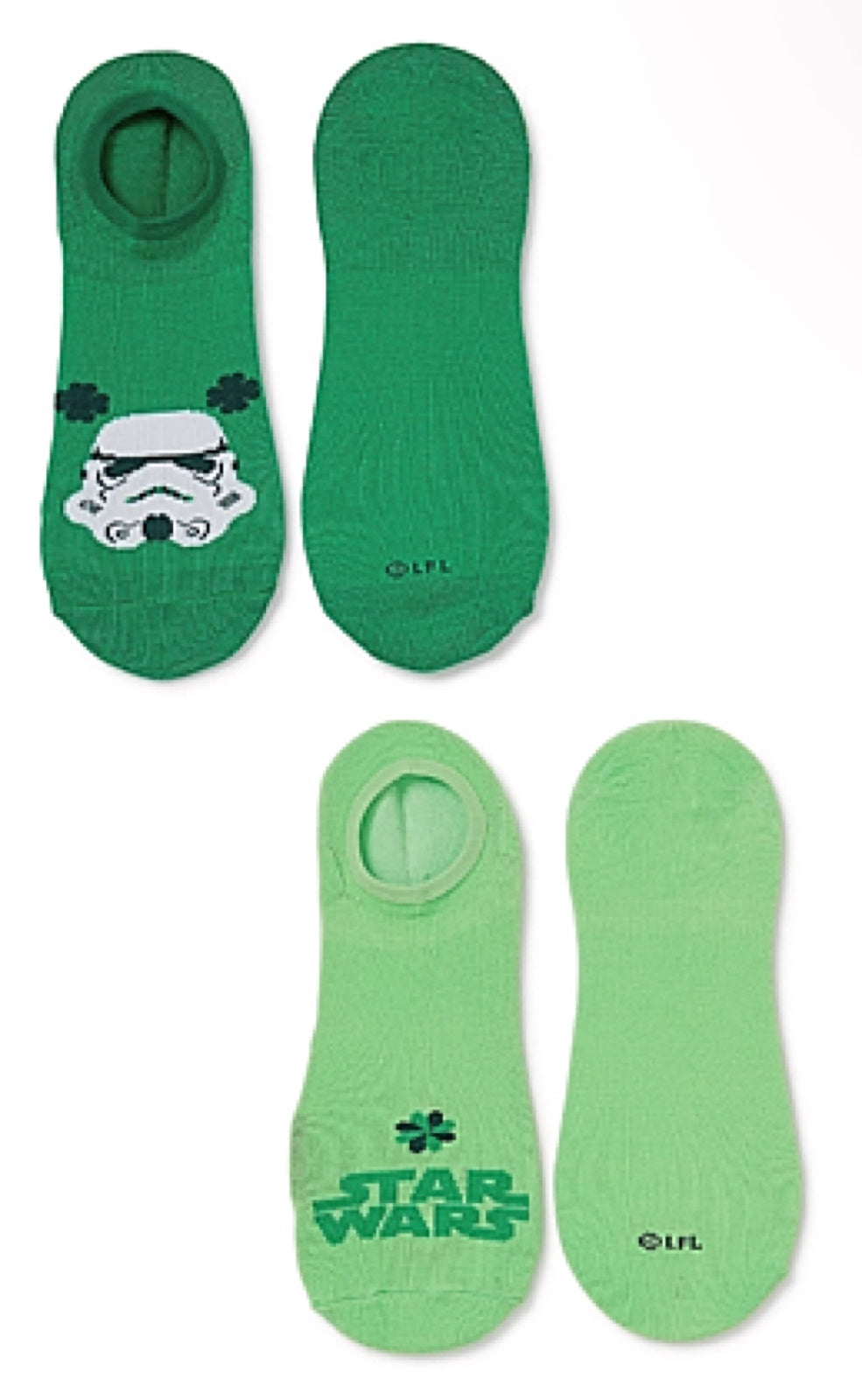 STAR WARS Ladies 2 Pair ST. PATRICKS No Show Liner Socks STORMTROOPER - Novelty Socks for Less