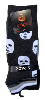 HALLOWEEN II Men’s 5 Pair Of MICHAEL MYERS Socks Gift Set‘THERE IS NO PLACE TO HIDE’ - Novelty Socks for Less