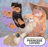FOOZYS Brand Ladies 2 Pair Of PEKINGESE DOG SOCKS - Novelty Socks for Less