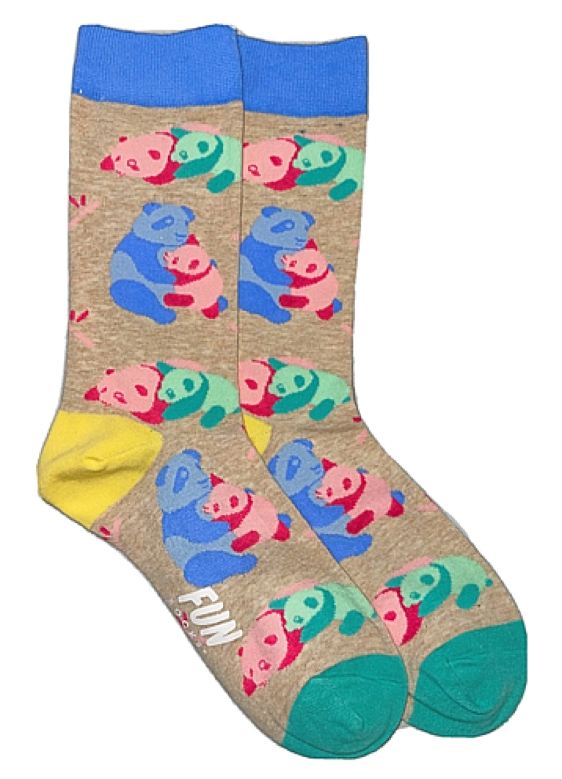 FUN SOCKS Brand Ladies COLORFUL PANDA BEARS Socks - Novelty Socks for Less