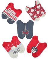 COCA-COLA LADIES CHRISTMAS 5 PAIR OF POLAR BEAR NO SHOW SOCKS - Novelty Socks for Less