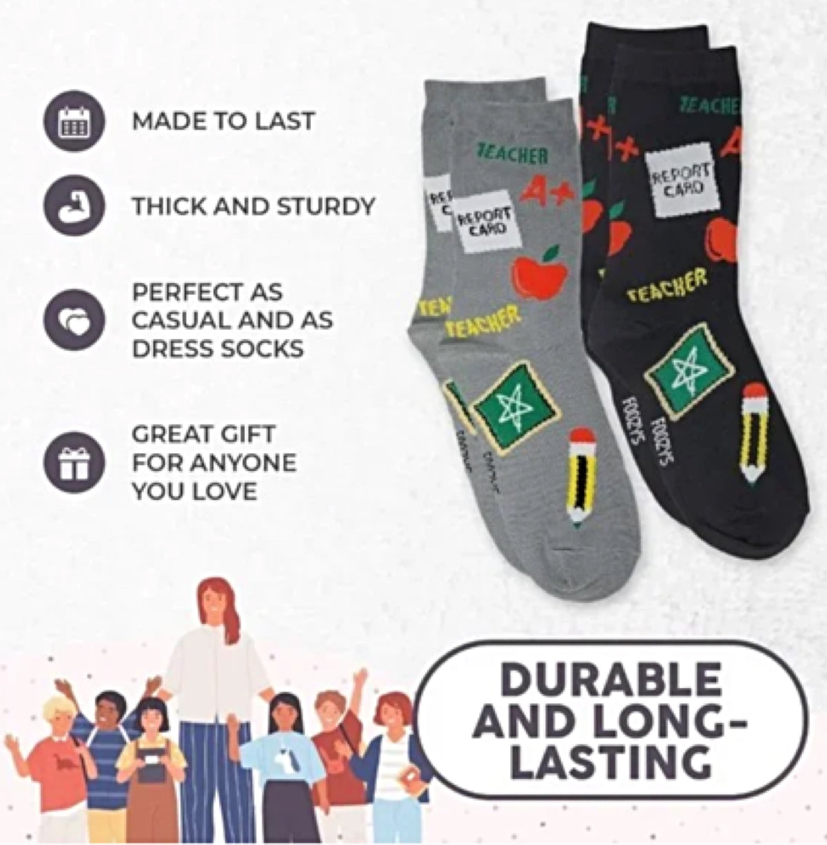 FOOZYS Ladies 2 Pair SCHOOL TEACHER Socks - Novelty Socks for Less