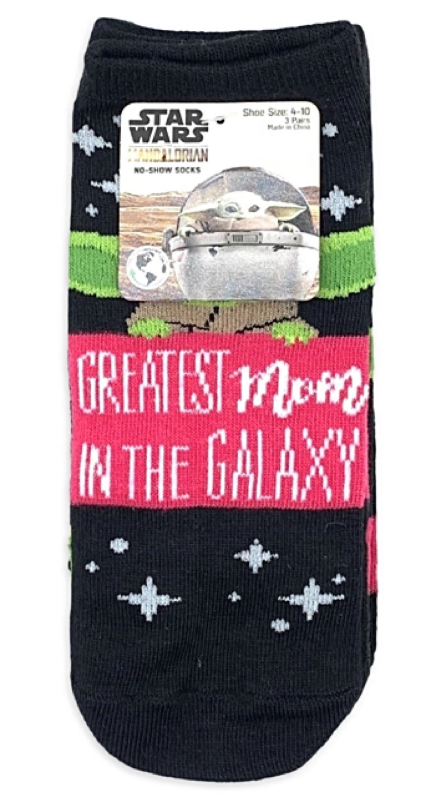 STAR WARS Ladies MOTHER’S DAY BABY YODA 3 Pair No Show Socks BABY YODA - Novelty Socks for Less