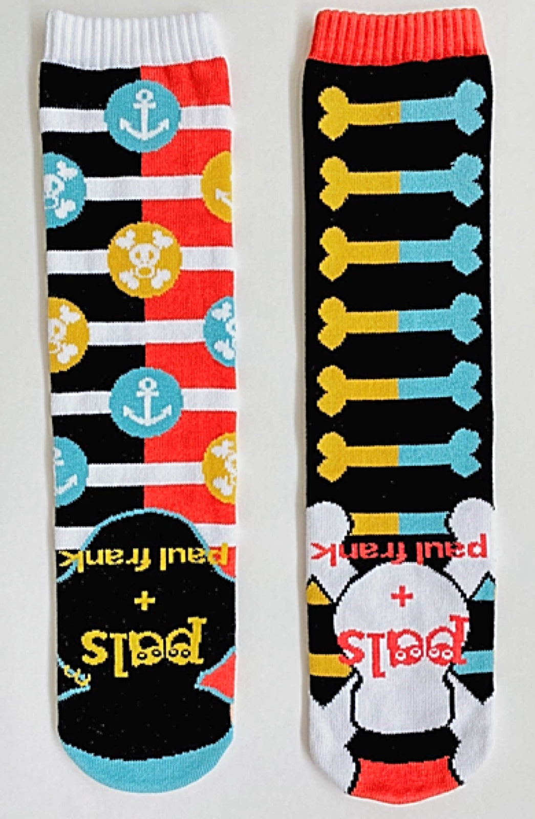 PALS SOCKS Brand Unisex PIRATE JULIUS & SKURVY Mismatched Gripper Bottom Socks (CHOOSE SIZE) By PAUL FRANK - Novelty Socks for Less