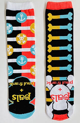 PALS SOCKS Brand Unisex PIRATE JULIUS & SKURVY Mismatched Gripper Bottom Socks (CHOOSE SIZE) By PAUL FRANK - Novelty Socks for Less