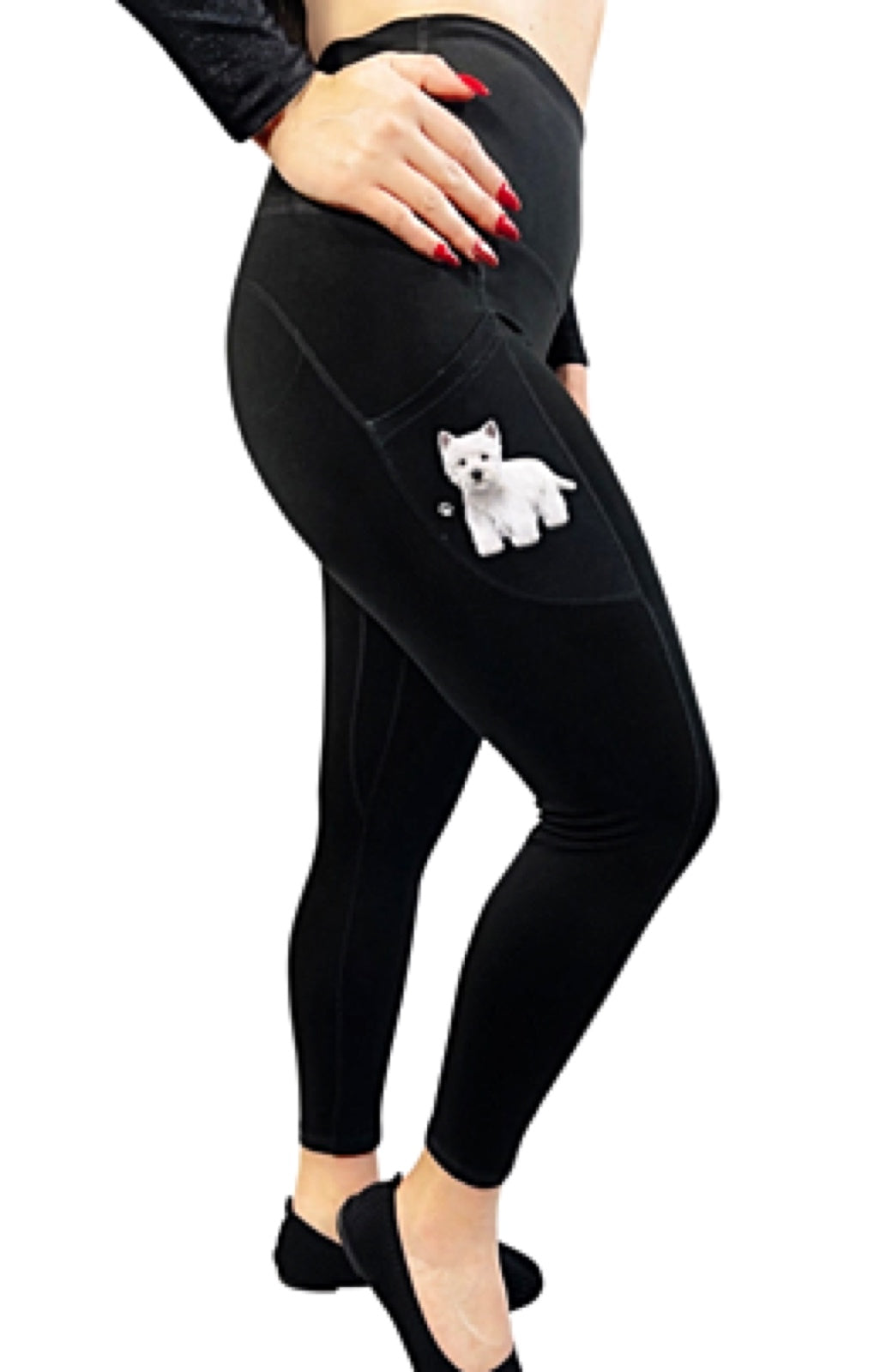 URBAN ATHLETICS Ladies WESTIE DOG High Rise Leggings With Pockets E&S Pets - Novelty Socks for Less