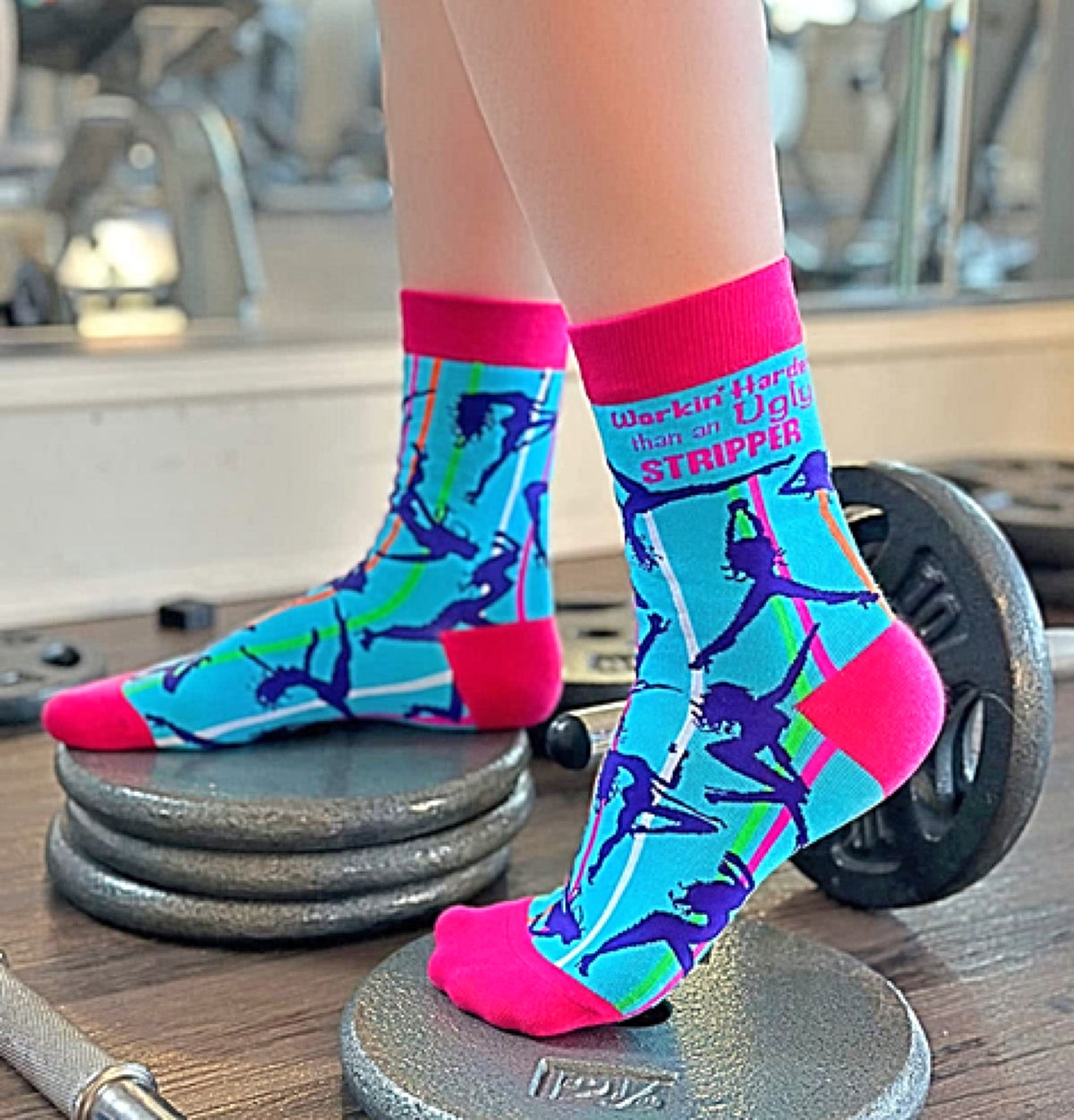 FABDAZ Brand Ladies WORKIN’ HARDER THAN AN UGLY STRIPPER’ SOCKS - Novelty Socks for Less