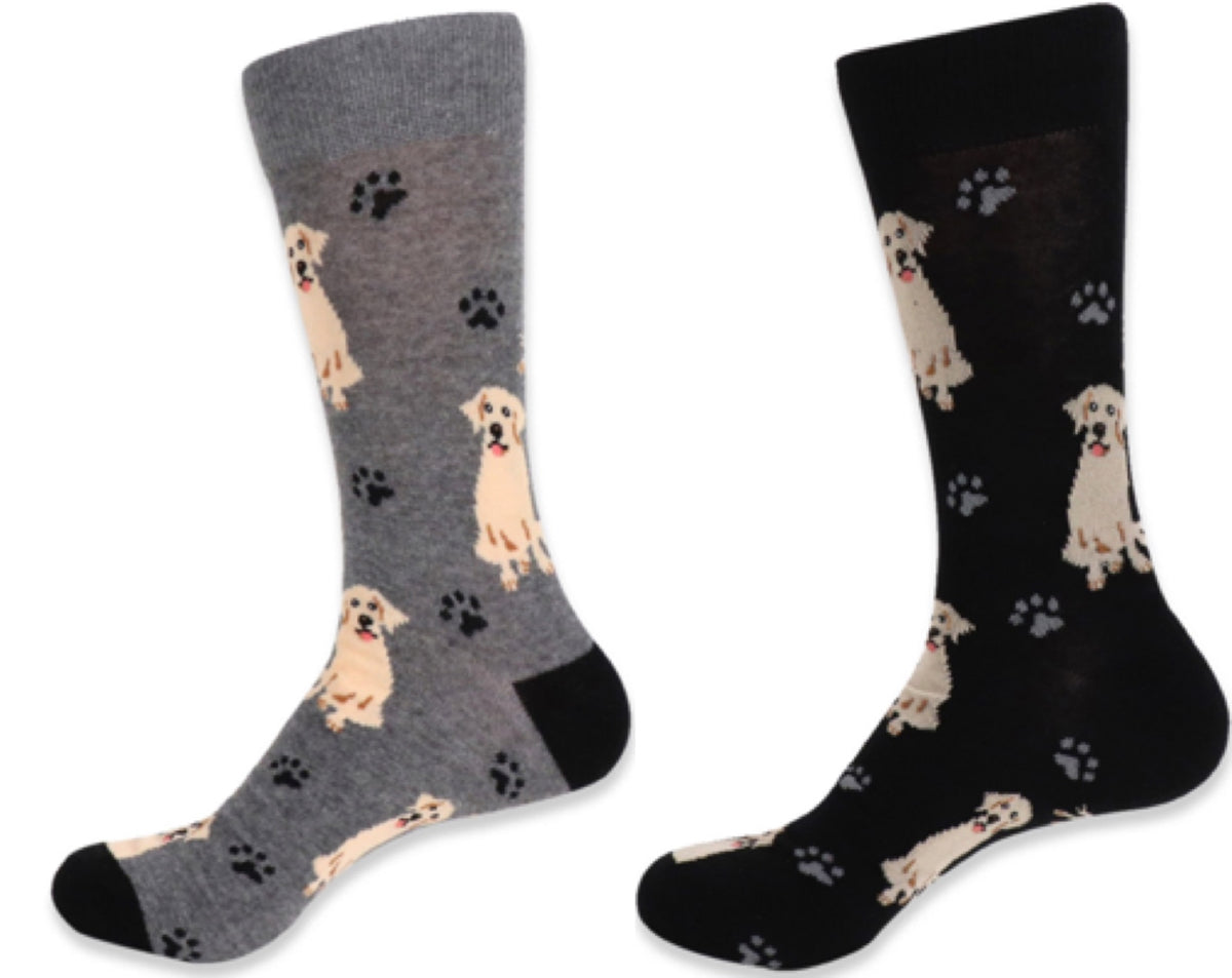 PARQUET BRAND MEN’S GOLDEN RETRIEVER DOG SOCKS (CHOOSE COLOR) - Novelty Socks for Less