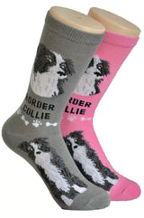 FOOZYS Ladies 2 Pair BORDER COLLIE DOG - Novelty Socks for Less