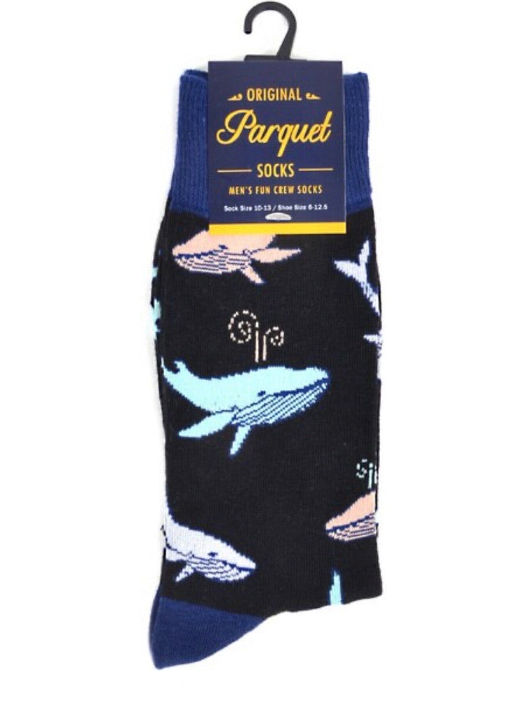 PARQUET BRAND Mens WHALES Socks - Novelty Socks for Less
