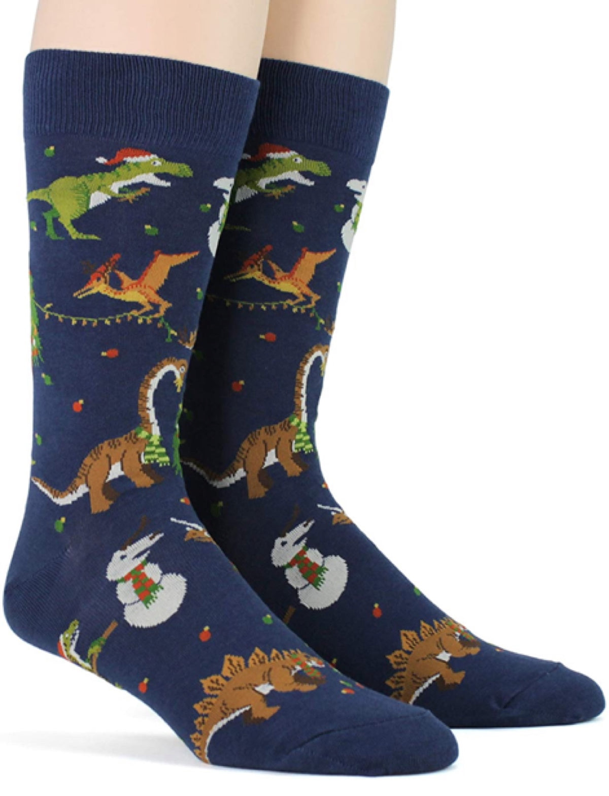FOOT TRAFFIC Brand Mens CHRISTMAS DINOSAURS Socks 'TREE REX' - Novelty Socks for Less