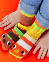 PALS SOCKS Brand Unisex BURGER & FRIES Mismatched Gripper Bottom Socks (CHOOSE SIZE) - Novelty Socks for Less