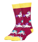 OOOH YEAH Brand Mens UNICORNS Socks 'UNICORN WAR' - Novelty Socks for Less