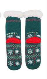 PEANUTS Ladies SHERPA LINED GRIPPER BOTTOM SLIPPER SOCKS ICE SKATING SNOOPY - Novelty Socks for Less