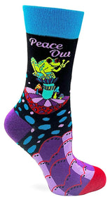FABDAZ BRAND LADIES FROG SOCKS ‘PEACE OUT’ - Novelty Socks for Less
