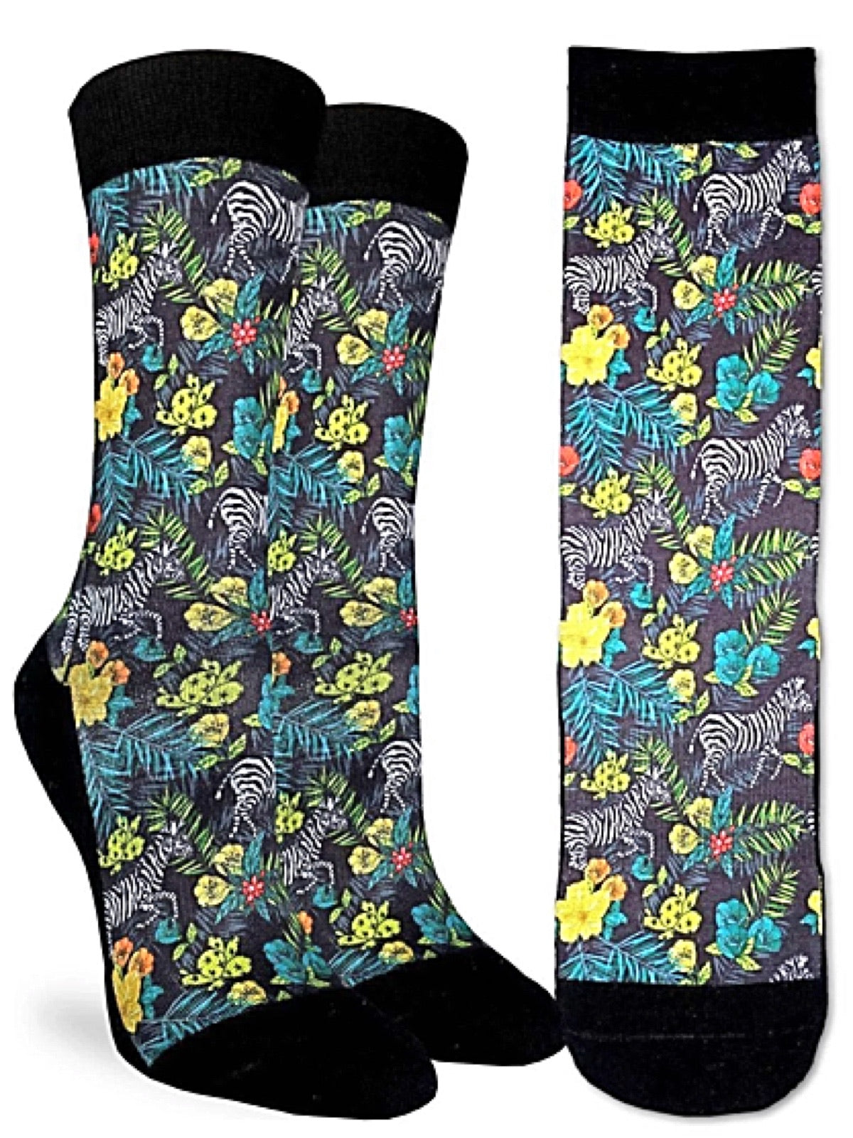 GOOD LUCK SOCK Brand Ladies ZEBRAS Active Fit Socks - Novelty Socks for Less