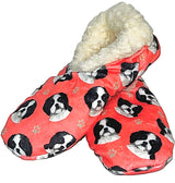COMFIES LADIES BLACK & WHITE SHIH TZU NON-SKID SLIPPERS - Novelty Socks for Less