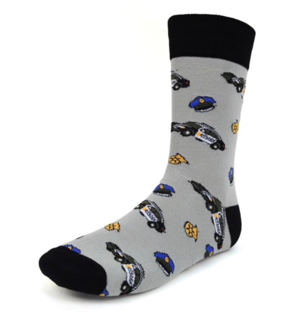 Parquet Brand Mens POLICE PATTERN/BADGES Socks - Novelty Socks for Less