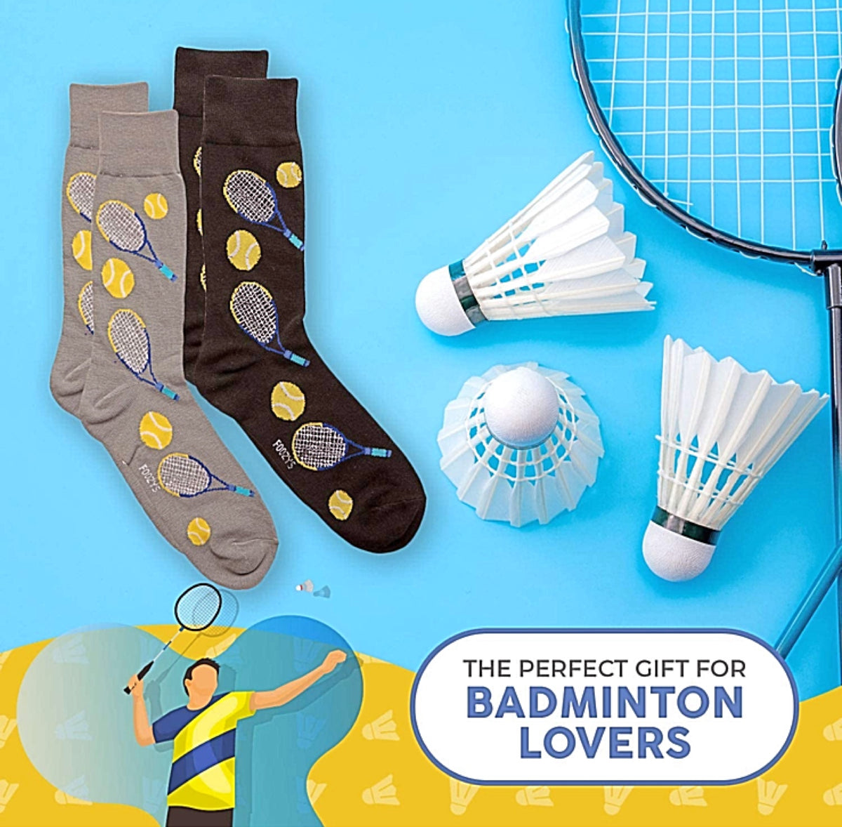 FOOZYS Brand Men’s 2 Pair Of TENNIS Socks - Novelty Socks for Less