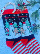 GROOVY THINGS BRAND LADIES CHRISTMAS SOCKS ‘FESTIVE AS FUCK’ - Novelty Socks for Less