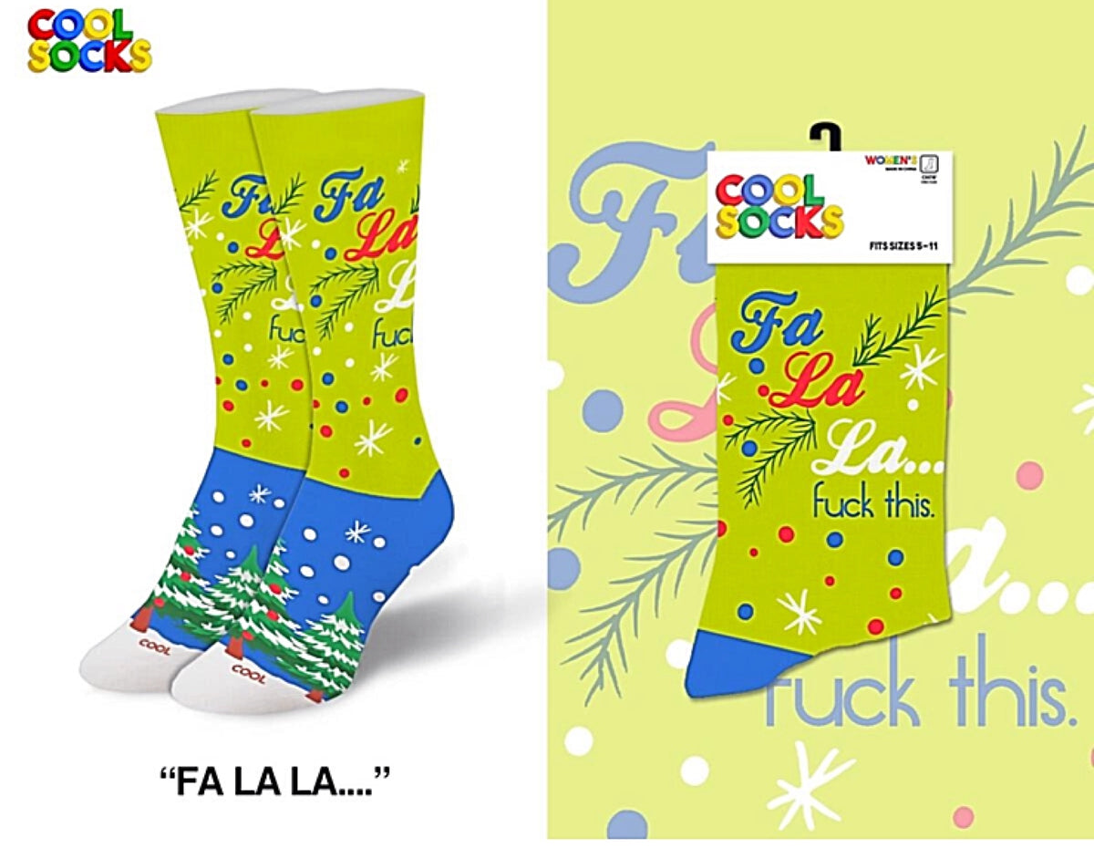 COOL SOCKS BRAND LADIES CHRISTMAS SOCKS ‘FA LA LA… FUCK THIS.’ - Novelty Socks for Less