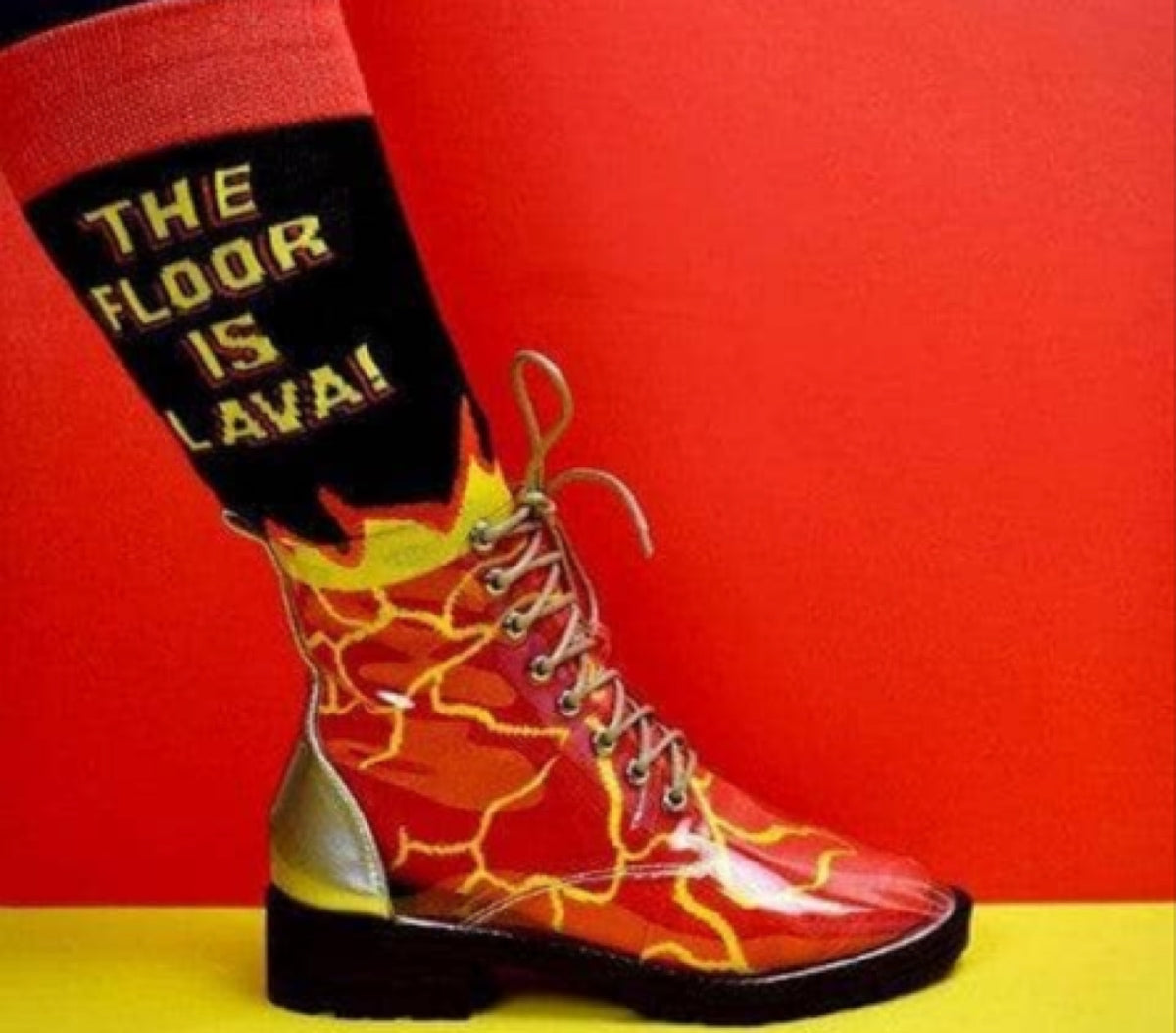 CRAZY DOG BRAND MEN’S SOCKS ‘THE FLOOR IS LAVA’ - Novelty Socks for Less