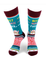 PARQUET Brand Men’s ‘BEST NURSE EVER’ Socks With Cat - Novelty Socks for Less