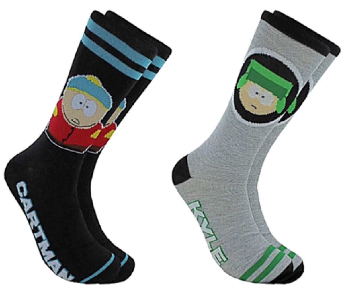 SOUTH PARK Men’s 2 Pair Crew Socks KYLE & CARTMAN - Novelty Socks for Less
