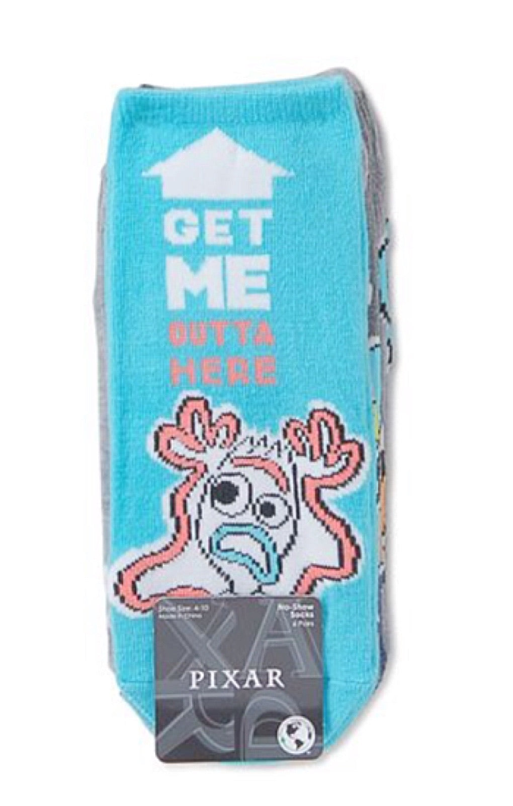DISNEY PIXAR Ladies 6 Pair No Show Socks FORKY, NEMO, SULLEY - Novelty Socks for Less