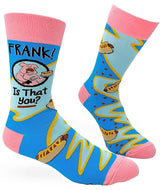 FABDAZ BRAND MEN’S PIG WITH HOT DOGS SOCKS ‘FRANK! IS THAT YOU?’ - Novelty Socks for Less