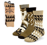 PARQUET Brand Men’s 3 Pair Socks Camo & Geometric Pattern - Novelty Socks for Less