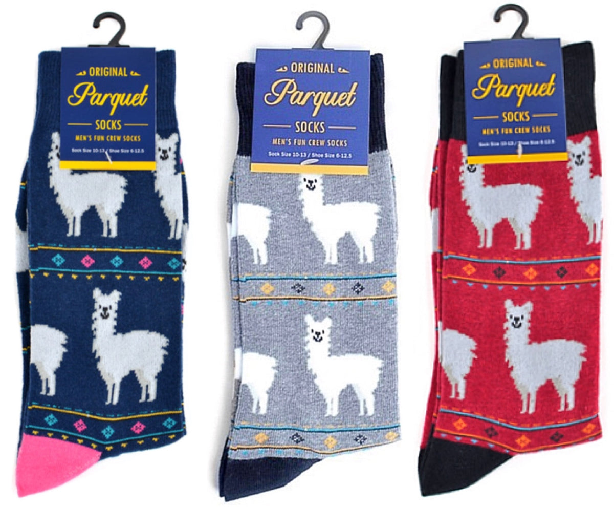 Parquet Brand Men’s LLAMAS, ALPACAS Socks (CHOOSE COLOR) - Novelty Socks for Less