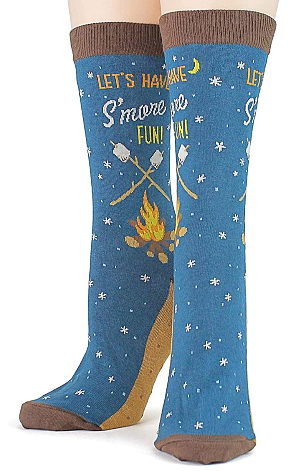 FOOT TRAFFIC Brand Ladies SMORES Socks 'LET'S HAVE S'MORE FUN' - Novelty Socks for Less