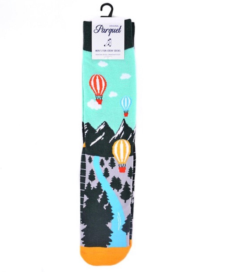 PARQUET BRAND Mens HOT AIR BALLOON Socks - Novelty Socks for Less